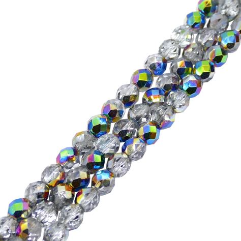 Mm Czech Faceted Round Glass Bead Crystal Ab The Bead Shop