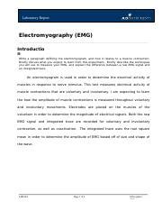 EMG Report Docx Laboratory Report Electromyography EMG Introductio N