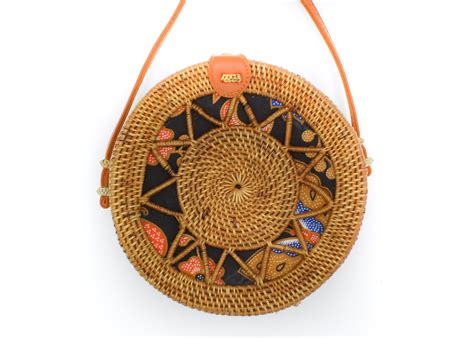 Floral Rattan Bag Round Rattan Bag Bali The Lovina Shop