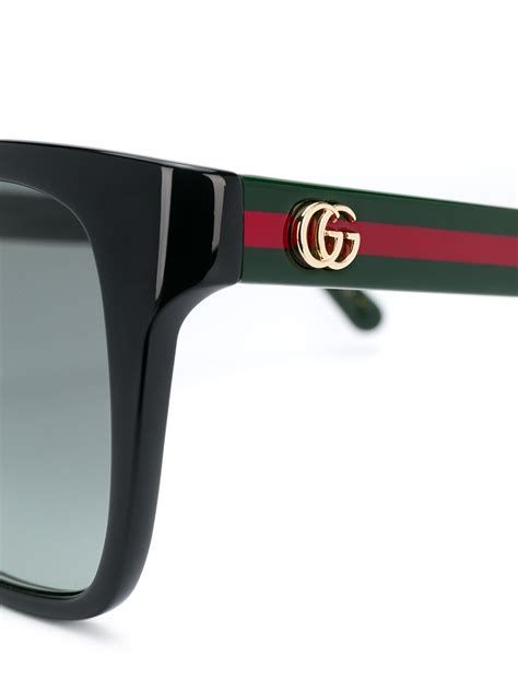 Gucci Eyewear Square Frame Web Stripe Sunglasses Black Farfetch