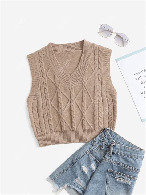 Shein Ezwear Cable Knit Sweater Vest Shein Uk