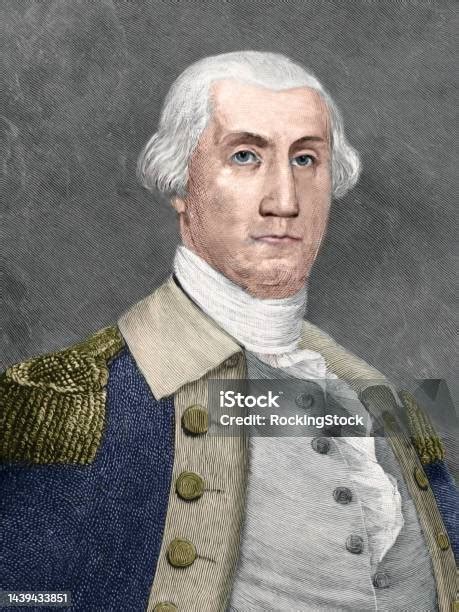 George Washington 1st Us President 19th Century Portrait Close Up Stock