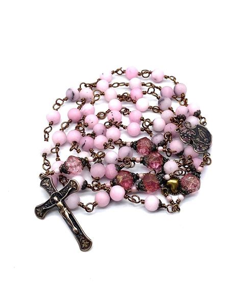 Rosary Beads, Heirloom Catholic Rosary Wire Wrapped Solid Bronze Cherry ...