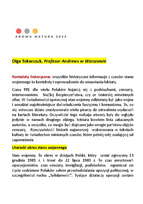 24 Profesor Andrews W Warszawie O Tokarczuk Olga Tokarczuk