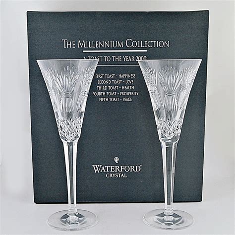 Waterford Crystal Millenium Collection Fourth Toast Prosperity Toasting Flutes Ebth