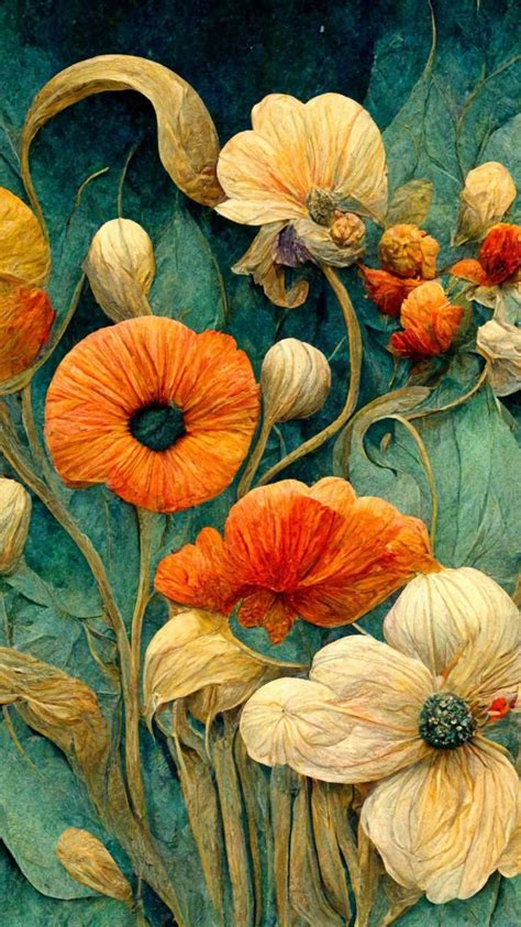 Art Nouveau Flower Field Art Nouveau Flowers Flower Painting