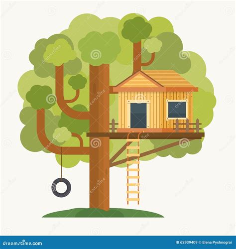 Casa En El árbol Casa En El árbol Para Los Niños Ilustración Del Vector