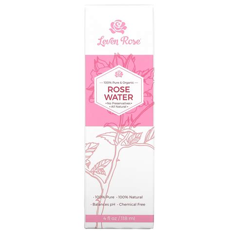 Leven Rose 100 Pure And Organic Rose Water 4 Fl Oz 118 Ml