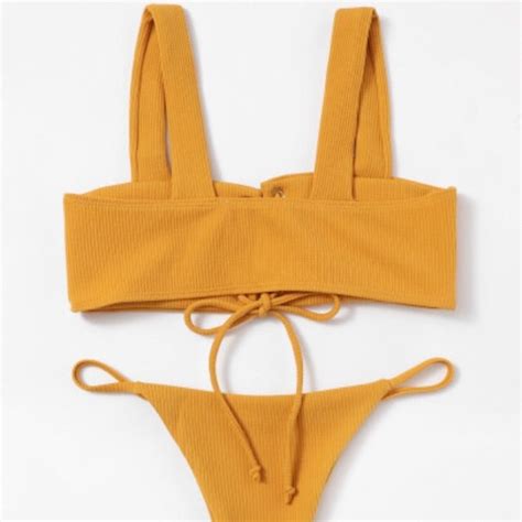 Swim Lace Up Ribbed Bikini Set Poshmark