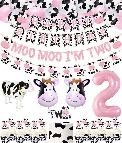 Buy 62 Packs Cow 2nd Birthday Party Kit Moo Moo I M Two Banner Happy