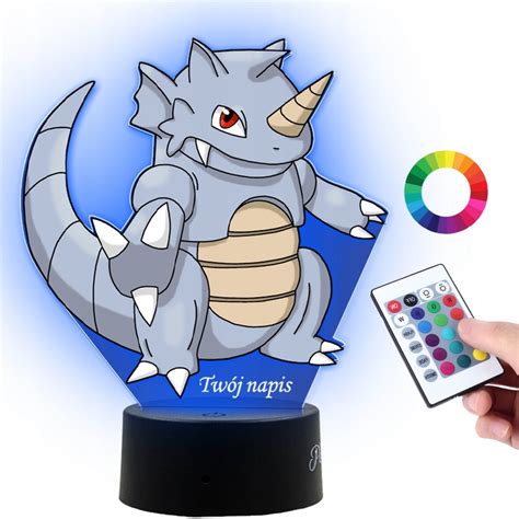 Lampka Na Biurko Statuetka Led Z Nadrukiem Uv Pokemon Rhydon Na Prezent