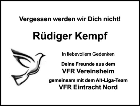 Traueranzeigen Von R Diger Kempf Trauer Anzeigen De