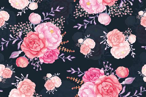 Rose Seamless Pattern With Watercolor Pastel Color Background Designed