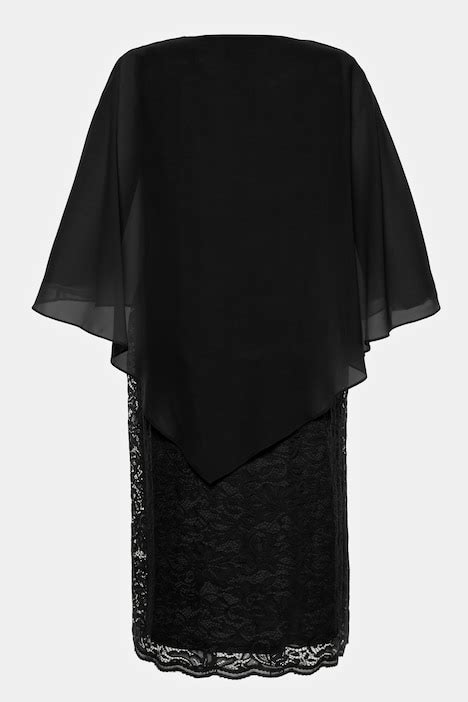 Robe De Soir E En Jersey Cape En Mousseline Bas De Jupe En Dentelle