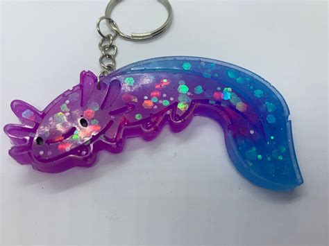 Axolotl Cute Resin Handmade Keyring Keychain Pride Aquatic Etsy Uk