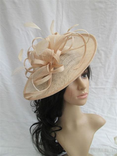 Stunning Nude Beige Sinamay Shaped Disc Fascinator With Double Etsy Fascinator Hats