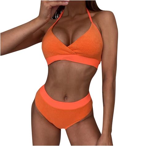 Ersazi Bikini Sets For Women Piece Set Women Solid Color High Waist