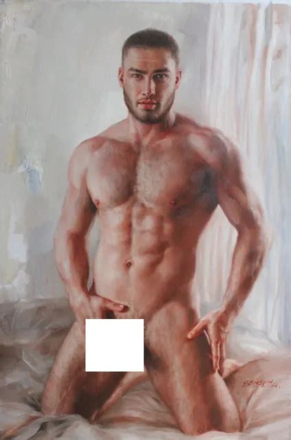 Tableau Peinture Rotique Huile Sur Toile Homme Nu Int Grale Gay Male