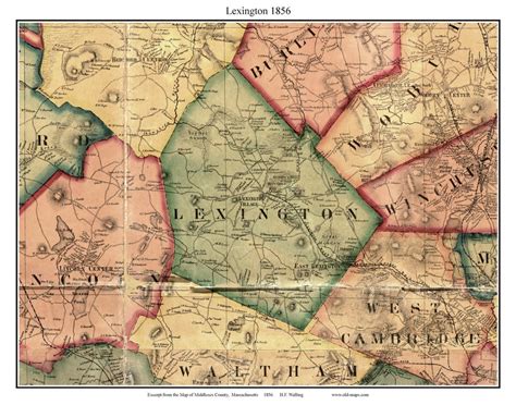 Lexington 1856 Old Town Map With Homeowner Names Massachusetts Etsy