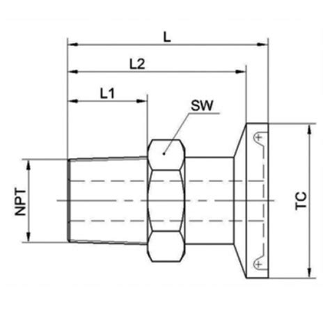 Gerader Tri Clamp Verbinder mit Außengewinde aus PP PVDF PTFE