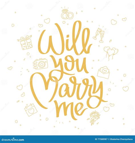 Will You Marry Me Trend Calligraphy Stock Vector Illustration Of