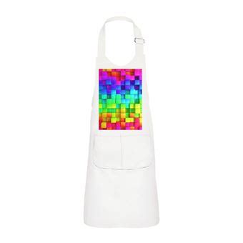 Fabulous Tablier Cuisine Enfant 2 Poches Blanc Blocs Coloré Arc En Ciel