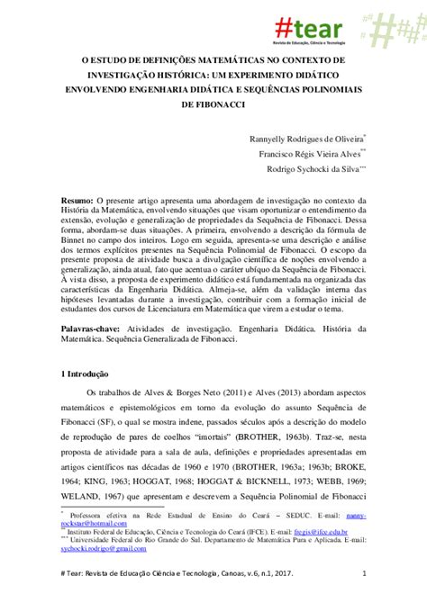 Pdf O Estudo De DefiniÇÕes MatemÁticas No Contexto De InvestigaÇÃo