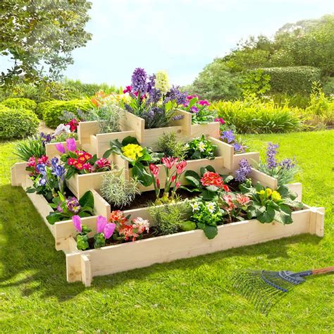 Carr Potager Pyramide Keo En Bois Tages Bac Fleurs Cm