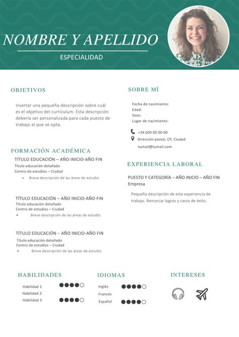 Modelo De Curriculum Vitae Verde Laboral