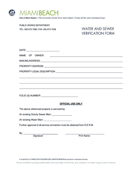 Water And Sewer Verification Form Fill Out And Sign Online Dochub