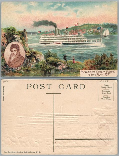 New York City N Y Steamboat Robert Fulton Hudson River Antique Postcard Ebay