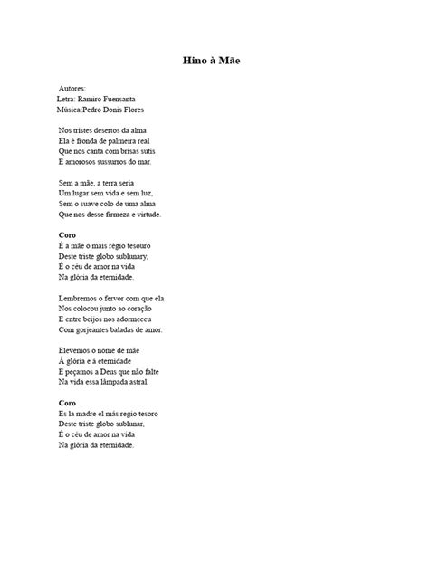 Hino Da Mãe Letra