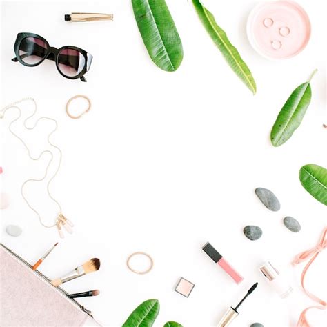 Premium Photo Female Summer Bikini Swimsuit And Accessories Collage On White With Palm