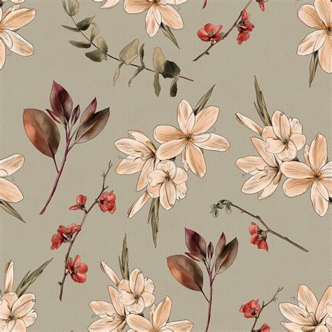 Vintage Floral Wallpaper | Botanical flower art, Flower art images ...