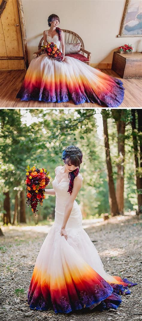 15 Dip Dyed Wedding Dress Ideas That Will Add A Burst Of Colour To Your Big Day Mystical Raven