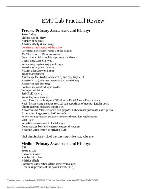 Emt Lab Practical Review Browsegrades