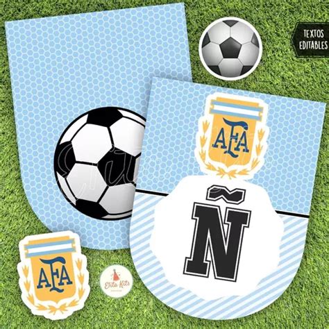 Kit Imprimible Futbol Argentina Cumpleaños Textos Editable