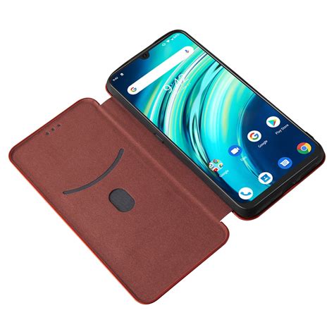 For Umidigi A Carbon Fiber Texture Magnetic Horizontal Flip Tpu Pc