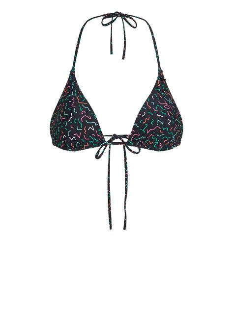 Karl Lagerfeld Geometric Print Triangle Bikini Top In Black ModeSens