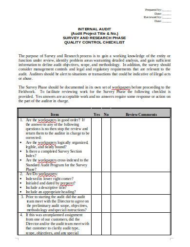 11 Quality Audit Checklist Templates In Pdf Doc Free And Premium
