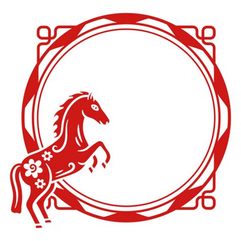 Diseño PNG Y SVG De Caballo De Marco Recortado Del Año Lunar Para Camisetas