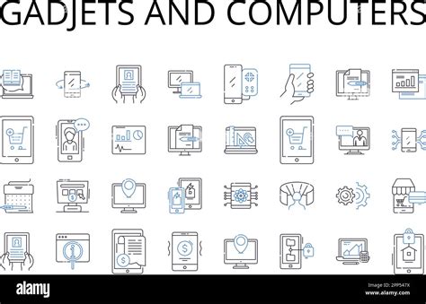 Gadjets And Computers Line Icons Collection Devices Hardware