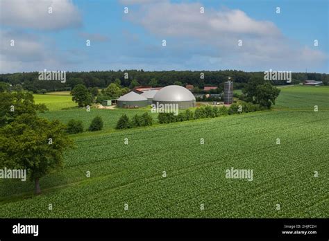 Aerial View Of A Biogas Plant With Maize Field Stock Photo Alamy