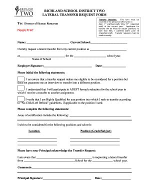 Fillable Online Richland Lateral Transfer Request Form Richland