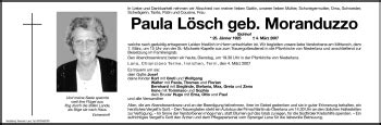 Traueranzeigen Von Paula L Sch Trauer Bz