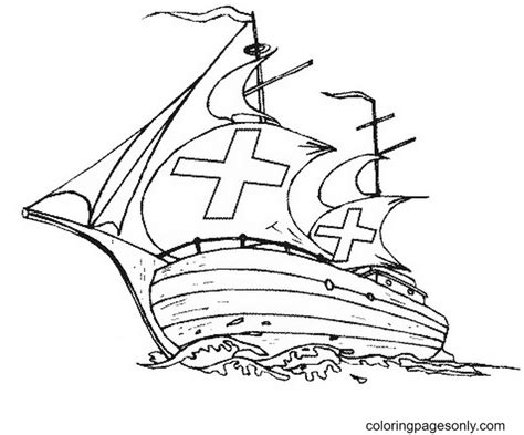 Christopher Columbus Ships Coloring Page Free Printable Coloring Pages