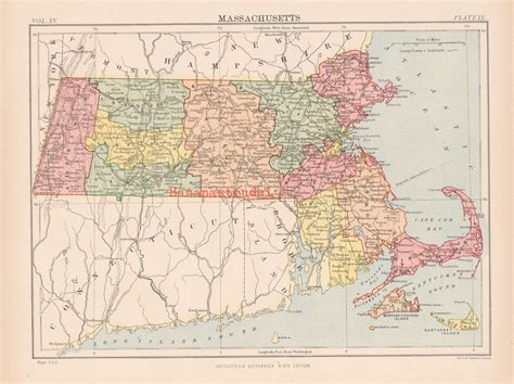 Antique Map of Massachusetts Published 1883 - Etsy