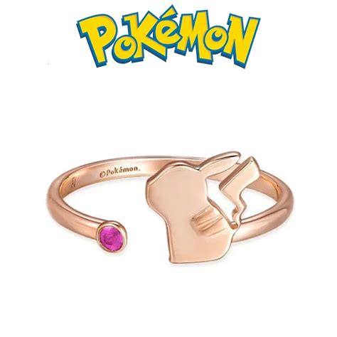 Anillo Ajustable De Pok Mon Pikachu Para Mujer De Plata De Ley Aut