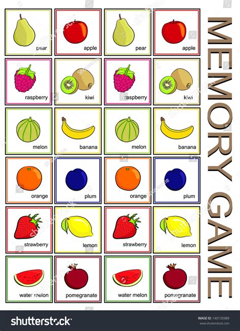 Memory Game Fruits Vector Stock Vector Royalty Free 140135989