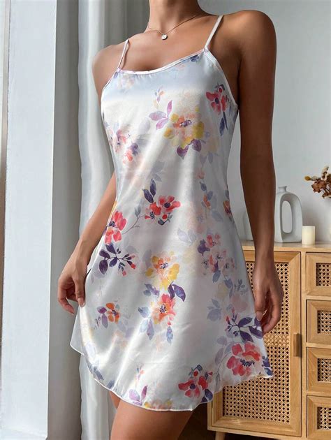 Floral Print Satin Cami Nightdress SHEIN USA